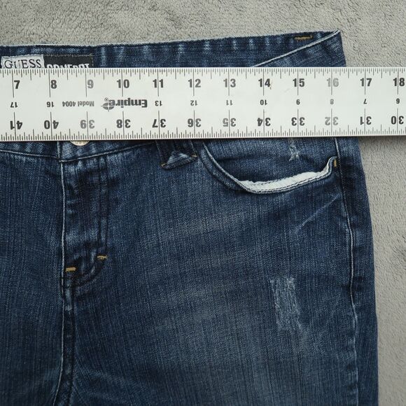 Guess Jeans Women's Size 31 Mid-Rise Comfort Bootcut Denim 31" Inseam Distressed - Picture 3 of 16